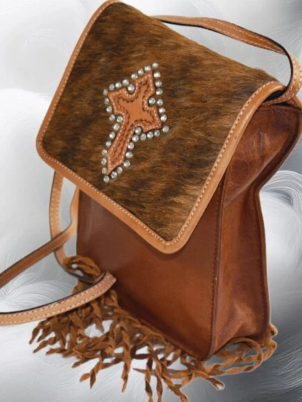 Montana Silversmiths Western Hair-On Hide Crossbody Fringe Bag
